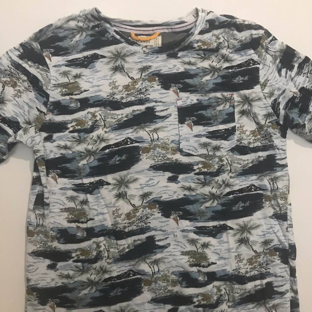 Cotton Shirt with Island And Boat Design